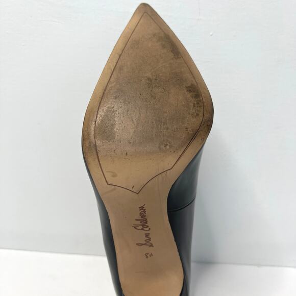Sam Edleman 8.5 Dea Pointed Toe Black Patent Leather Pump Stiletto High Heels - Picture 3 of 9
